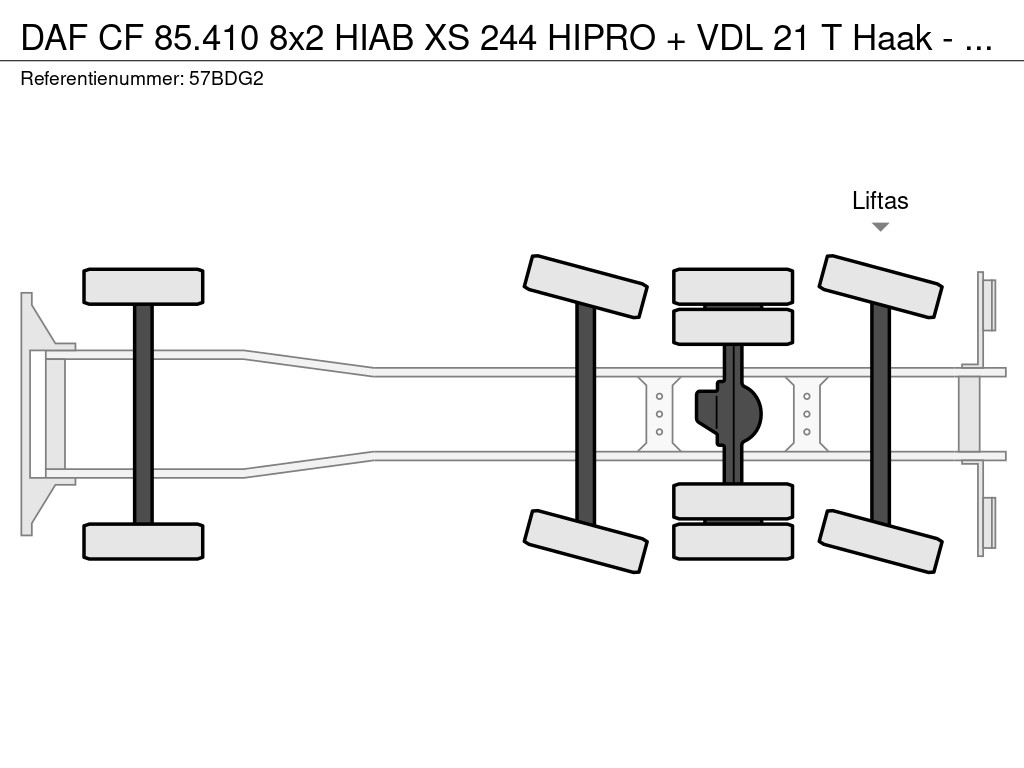DAF CF 85.410 8x2 HIAB XS 244 HIPRO + VDL 21 T Haak - Kraan 21
