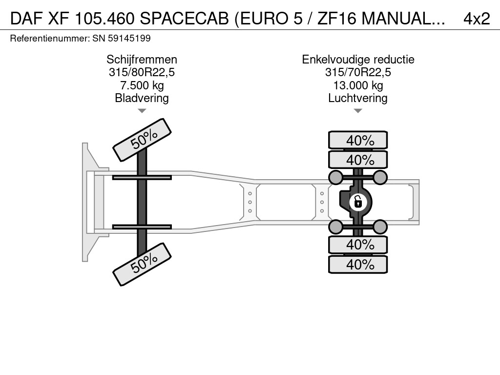 DAF XF 105.460 SPACECAB (EURO 5 / ZF16 MANUAL GEARBOX / P.T.O. / AIRCONDITIONING / FRIDGE UNDER BED / ETC.) 13