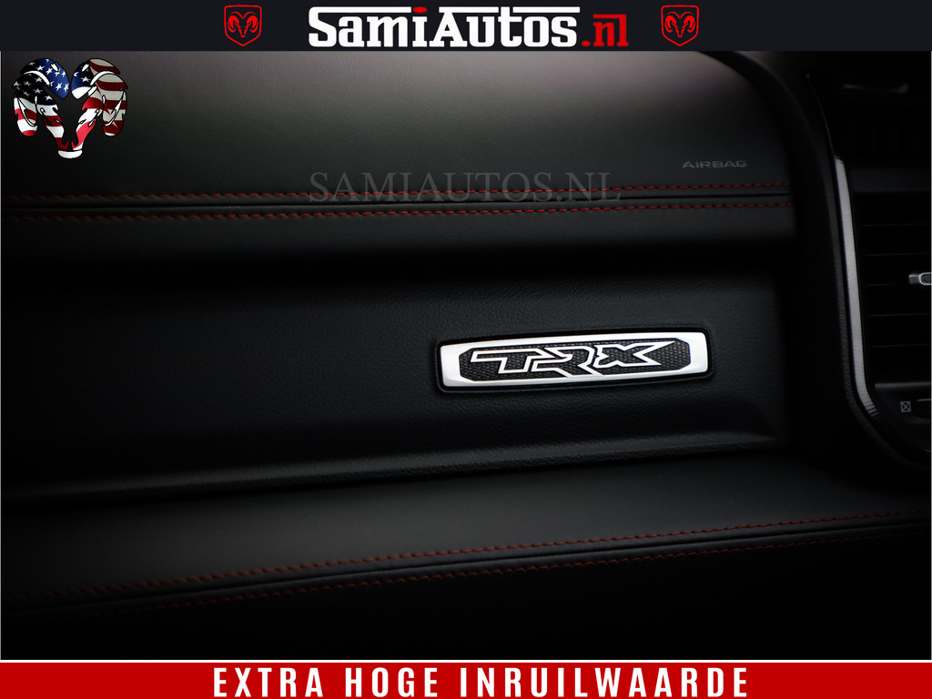 Dodge RAM 1500 TRX 702 PK 6.2 V8 | RED LINE | HELLCAT | RODE STIKSELS | BOM VOL | 4x4 Crew Cab | DUBBELE CABINE DC | 5 PERSOONS | DIAMOND BLACK PEARL | EERSTE EIGENAAR | TOP STAAT | 16