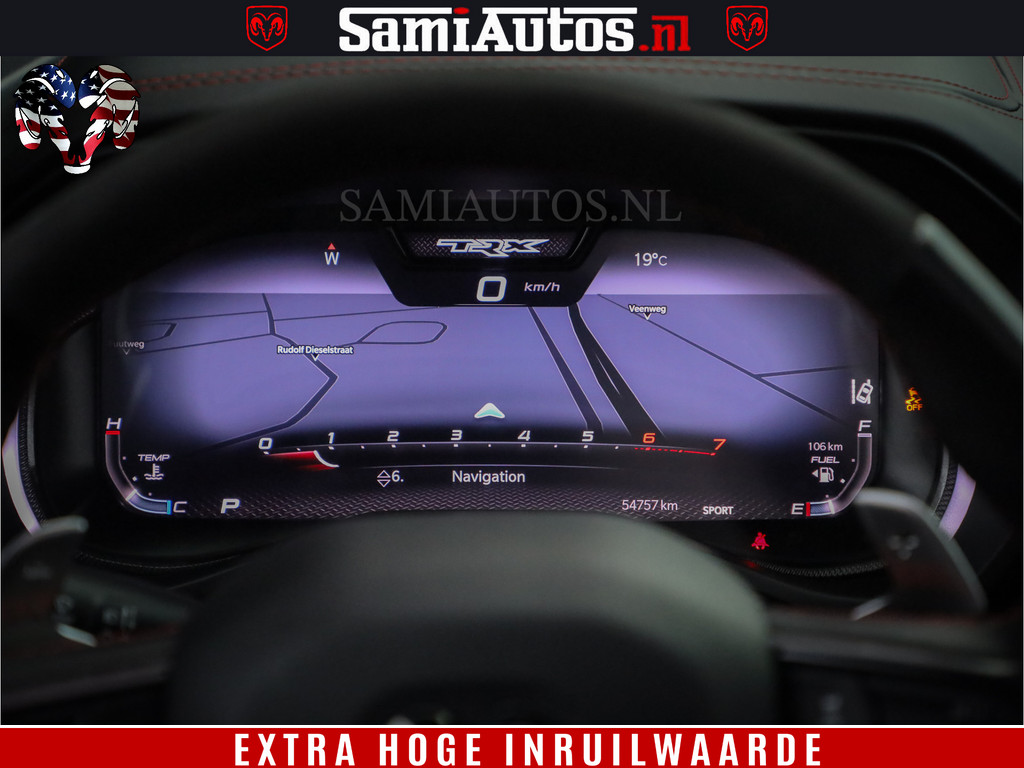 Dodge RAM 1500 TRX 702 PK 6.2 V8 | RED LINE | HELLCAT | RODE STIKSELS | BOM VOL | 4x4 Crew Cab | DUBBELE CABINE DC | 5 PERSOONS | DIAMOND BLACK PEARL | EERSTE EIGENAAR | TOP STAAT | 19