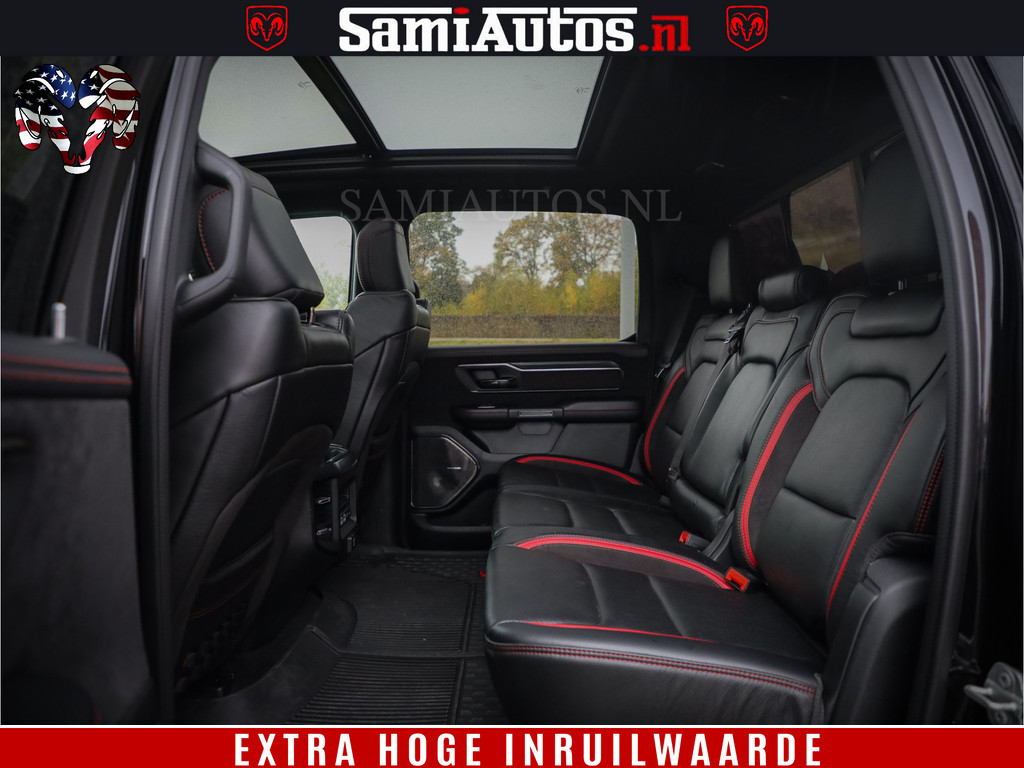 Dodge RAM 1500 TRX 702 PK 6.2 V8 | RED LINE | HELLCAT | RODE STIKSELS | BOM VOL | 4x4 Crew Cab | DUBBELE CABINE DC | 5 PERSOONS | DIAMOND BLACK PEARL | EERSTE EIGENAAR | TOP STAAT | 21