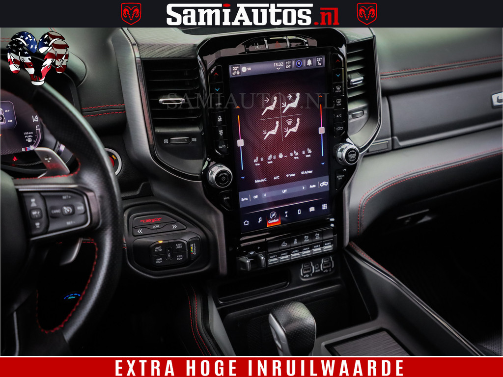 Dodge RAM 1500 TRX 702 PK 6.2 V8 | RED LINE | HELLCAT | RODE STIKSELS | BOM VOL | 4x4 Crew Cab | DUBBELE CABINE DC | 5 PERSOONS | DIAMOND BLACK PEARL | EERSTE EIGENAAR | TOP STAAT | 8