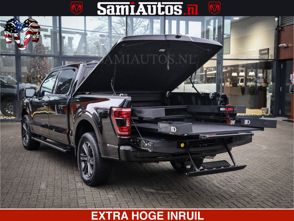 Dodge RAM FORD F150 BLACK OPS | 5.0 V8 406PK | 360 CAMERA | UITLAAT KLEP | BEDSLIDE | CREW CAB | LEDER | CREW CAB | DUBBELE CABINE | 5 PERSOONS | DC | GRIJSKENTEKEN | 10