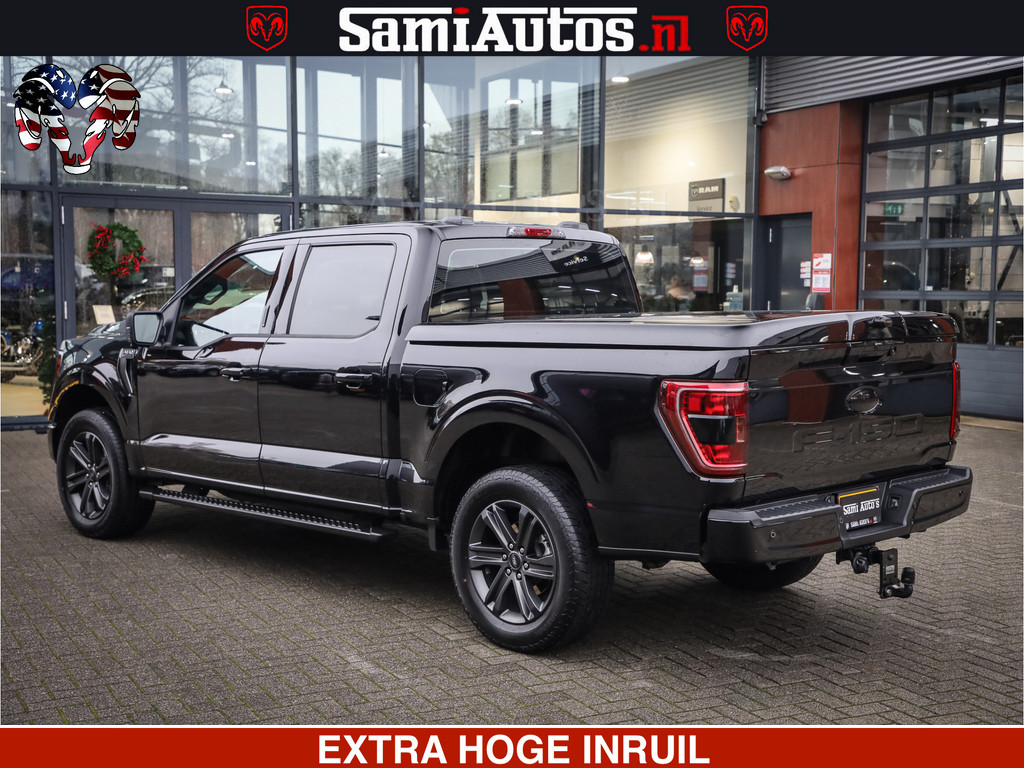 Dodge RAM FORD F150 BLACK OPS | 5.0 V8 406PK | 360 CAMERA | UITLAAT KLEP | BEDSLIDE | CREW CAB | LEDER | CREW CAB | DUBBELE CABINE | 5 PERSOONS | DC | GRIJSKENTEKEN | 9