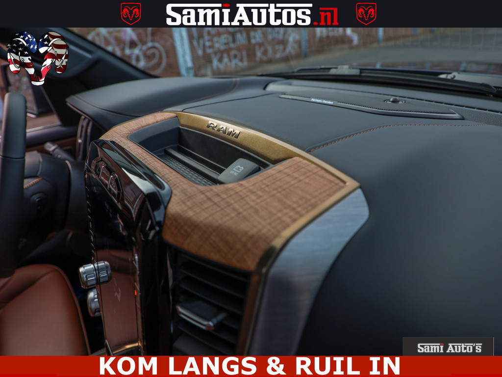 Dodge RAM LONGHORN ® EDITION | NEW SADDLE LEATHER | VIRTUAL | HEAD UP | PANODAK | LUCHTVERING | BOM VOL | DC | 5,7L V8 HEMI 402 PK | CREW CAB | DUBBELE CABINE | 4X4 | 5 PERSOONS | GRIJSKENTEKEN | LIMITED 12