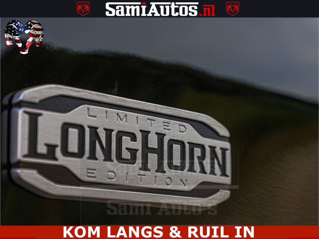 Dodge RAM LONGHORN ® EDITION | NEW SADDLE LEATHER | VIRTUAL | HEAD UP | PANODAK | LUCHTVERING | BOM VOL | DC | 5,7L V8 HEMI 402 PK | CREW CAB | DUBBELE CABINE | 4X4 | 5 PERSOONS | GRIJSKENTEKEN | LIMITED 20