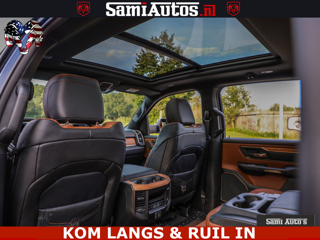 Dodge RAM LONGHORN ® EDITION | NEW SADDLE LEATHER | VIRTUAL | HEAD UP | PANODAK | LUCHTVERING | BOM VOL | DC | 5,7L V8 HEMI 402 PK | CREW CAB | DUBBELE CABINE | 4X4 | 5 PERSOONS | GRIJSKENTEKEN | LIMITED 21