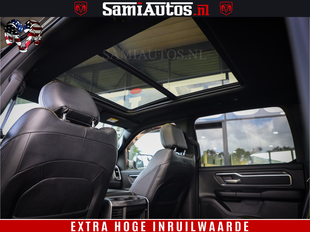 Dodge Ram 1500 Black Ops | Hemi 5.7 V8 4x4 | Panorama Dak | Night Edition | Alarm | Comfortabele Dubbele Cabine DC met Royale 5 Zitplaatsen | Alcantara / Leder | Alpine | 19
