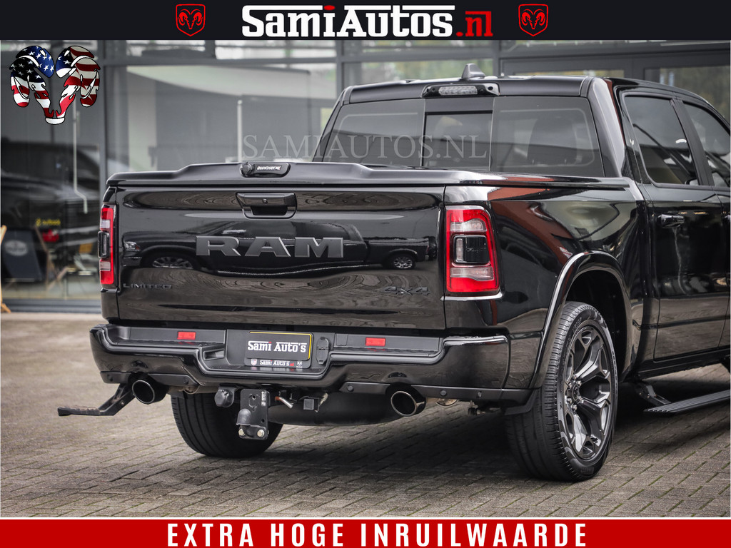 Dodge Ram 1500 LIMITED | 5.7 V8 4X4 | HUD | LUCHTVERING | 360CAM | HUD | DIGI CLUSTER | BINNENSPIEGEL CAMERA | CREWCAB | PANORAMA | AUTO TREEPLANK | ADAPTIVE CRUISE | LPG RAM VOL | BLACK ON BLACK 12