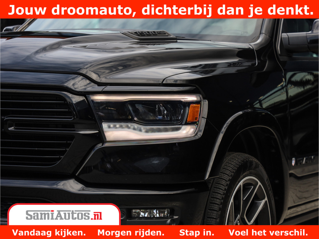 Dodge Ram 1500 LARAMIE | 5.7 V8 | 46.000KM! | PANORAMA | NIGHT EDITION | CRUISE | 200L LPG | HARMAN/KARDON | CAMERA | STOEL VENTILATIE/VERWAMING | CREWCAB | 4X4 | AUTO TREEPLANK | 3500KG | 15