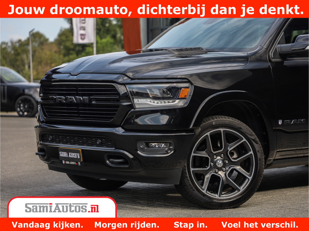 Dodge Ram 1500 LARAMIE | 5.7 V8 | 46.000KM! | PANORAMA | NIGHT EDITION | CRUISE | 200L LPG | HARMAN/KARDON | CAMERA | STOEL VENTILATIE/VERWAMING | CREWCAB | 4X4 | AUTO TREEPLANK | 3500KG | 17