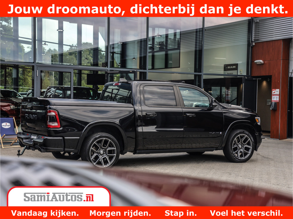 Dodge Ram 1500 LARAMIE | 5.7 V8 | 46.000KM! | PANORAMA | NIGHT EDITION | CRUISE | 200L LPG | HARMAN/KARDON | CAMERA | STOEL VENTILATIE/VERWAMING | CREWCAB | 4X4 | AUTO TREEPLANK | 3500KG | 7
