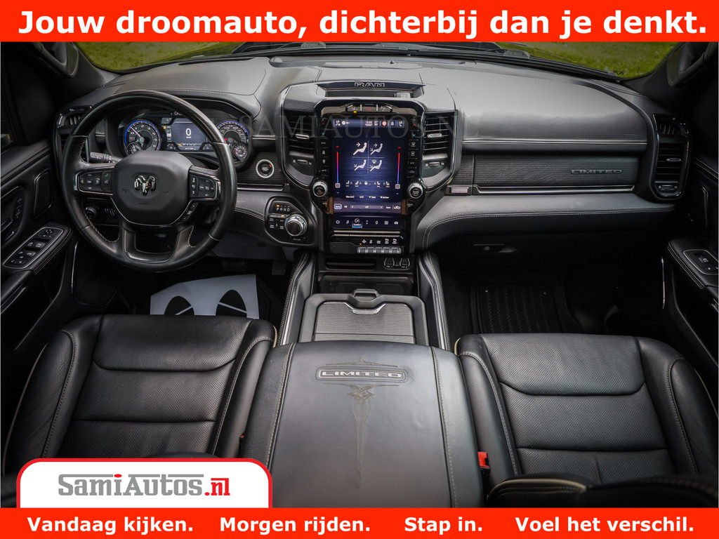 Dodge Ram 1500 LIMITED | 5.7 V8 HEMI | HUD | BOM VOL | LUCHTVERING | PANORAMA | ADAPTIVE CRUISE | 360 CAM | 3500KG | LEDER | DUBBELE CABINE | BPM VRIJ | LANE ASSIST | APPLE CARPLAY 12