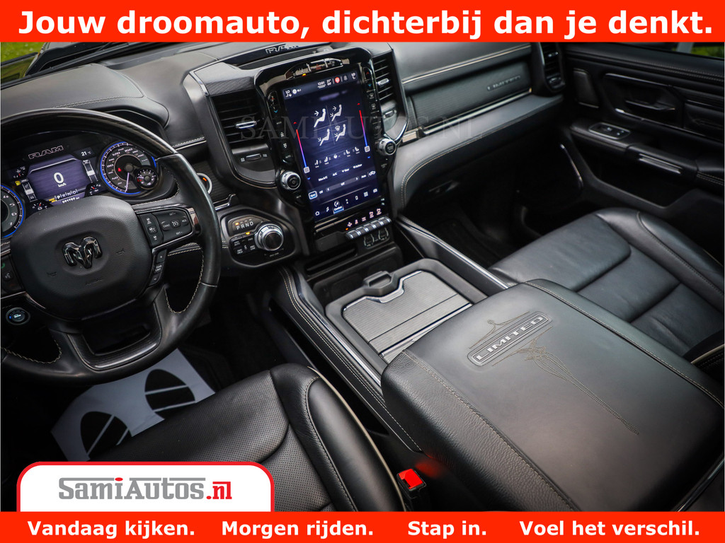 Dodge Ram 1500 LIMITED | 5.7 V8 HEMI | HUD | BOM VOL | LUCHTVERING | PANORAMA | ADAPTIVE CRUISE | 360 CAM | 3500KG | LEDER | DUBBELE CABINE | BPM VRIJ | LANE ASSIST | APPLE CARPLAY 15