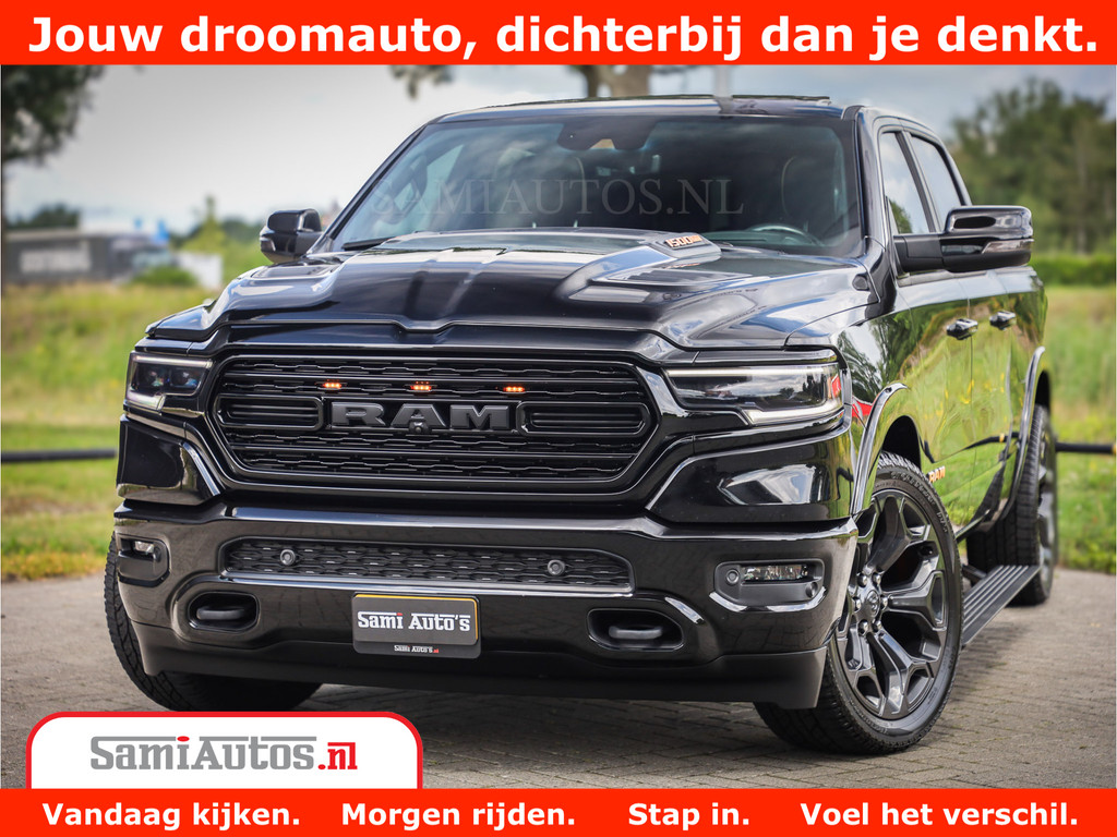 Dodge Ram 1500 LIMITED | 5.7 V8 HEMI | HUD | BOM VOL | LUCHTVERING | PANORAMA | ADAPTIVE CRUISE | 360 CAM | 3500KG | LEDER | DUBBELE CABINE | BPM VRIJ | LANE ASSIST | APPLE CARPLAY 7