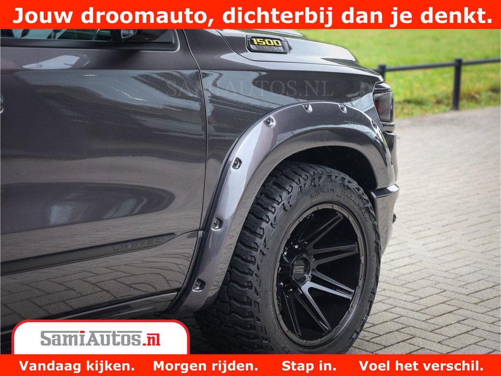 Dodge Ram 1500 LIMITED CUSTOM | FULL OPTION | LUCHT REMSYSTEEM | LUCHT VERING | 360 CAM | 200L LPG | PANORAMA | 4X4 V8 5.7 | 3500KG | MEMORY | WIDE BODYKIT | AMBILIGHT | MICKEY THOMPSON BANDEN | 20