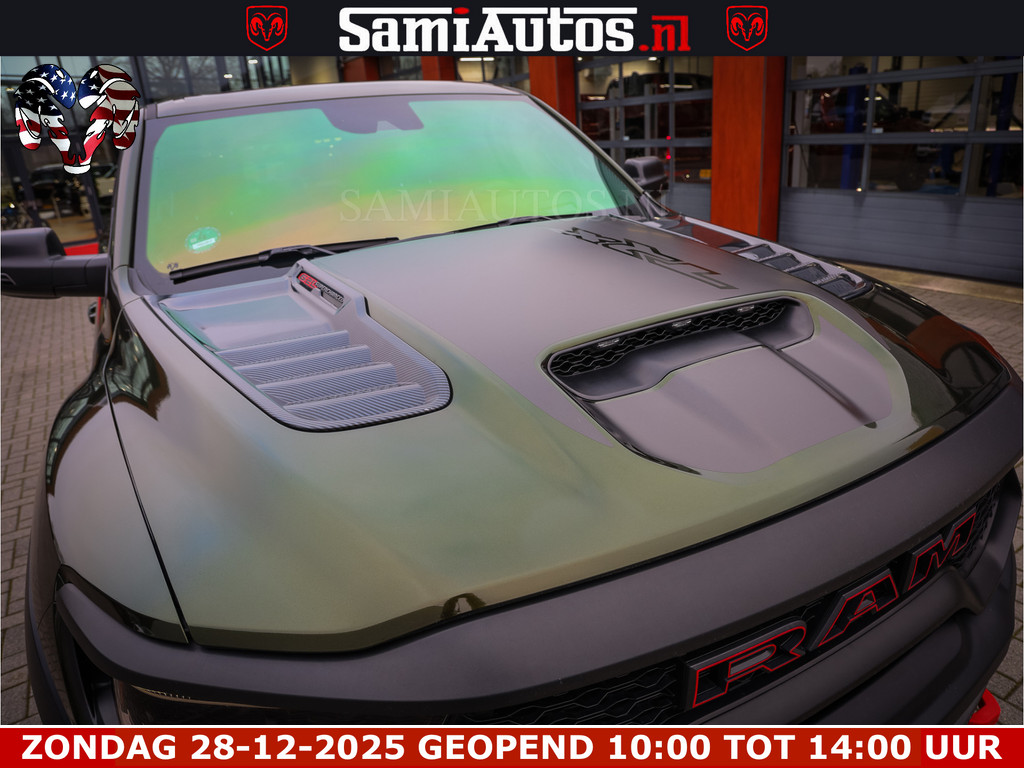 Dodge Ram 1500 TRX OLEA GREEN HELLCAT 6.2 V8 712PK | CARBON PACK | RODE STIKSELS | BOM VOL | 4PLAY WHEELS | DUBBELE CABINE | 5 PERSOONS DC | DE MOOISTE VAN NL | 14