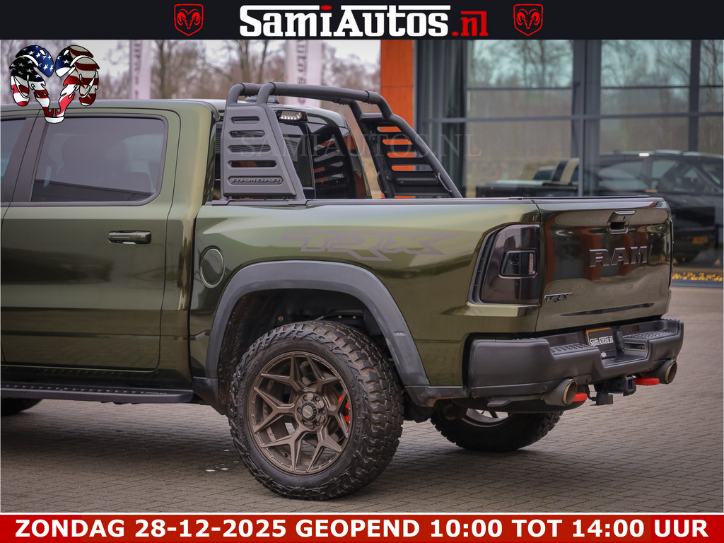 Dodge Ram 1500 TRX OLEA GREEN HELLCAT 6.2 V8 712PK | CARBON PACK | RODE STIKSELS | BOM VOL | 4PLAY WHEELS | DUBBELE CABINE | 5 PERSOONS DC | DE MOOISTE VAN NL | 19