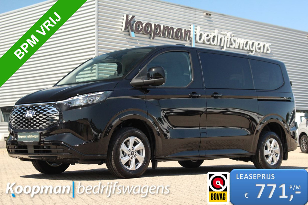 Ford E-Transit Custom 320 L1H1 Kombi | 9 persoons | Limited | 71kWh | 100kW/136pk | Trekgewicht 2300kg | Camera | Carplay/Android | Cruise | Lease 771,- p/m