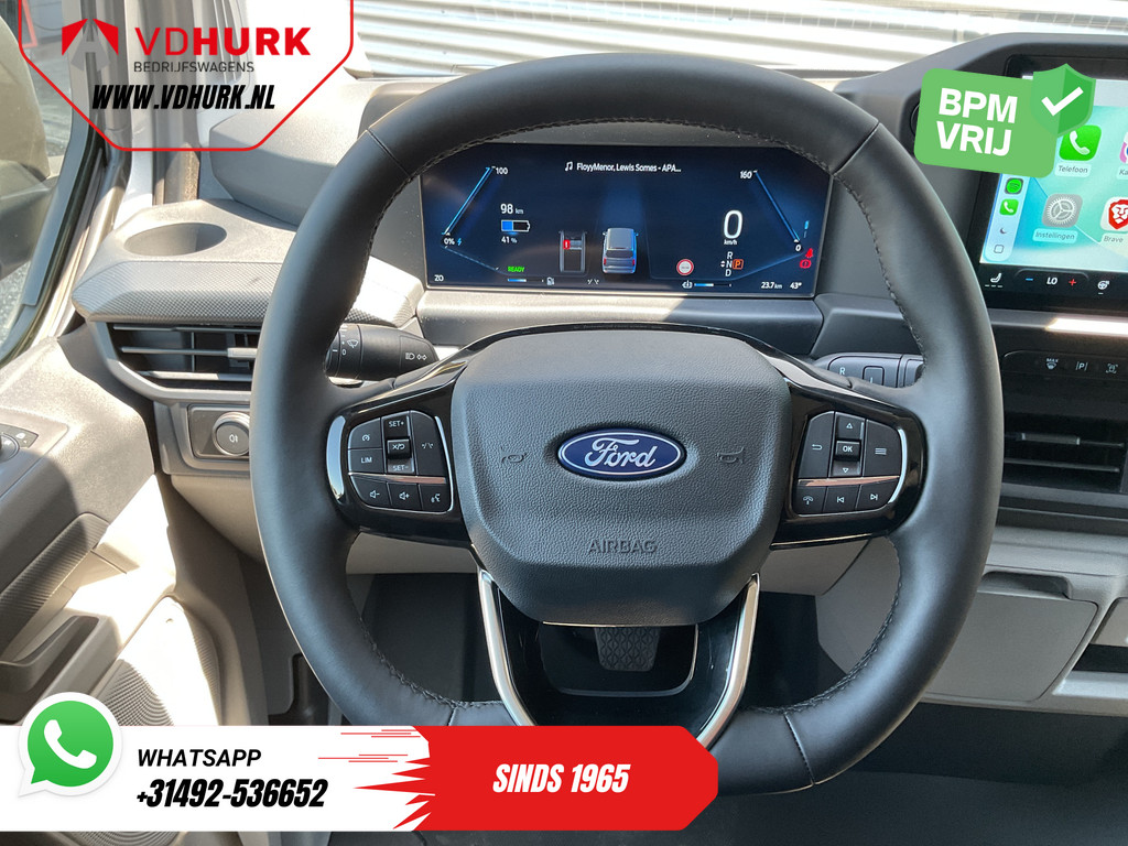 Ford E-Transit Custom L2 65 kWh 330 km WLTP Garantie t/m 05-29/ LED/ Snellader/ Standkachel/ Stoelverw./ Stuurverw./ Carplay/ Camera/ PDC/ Climate/ Cruise 18
