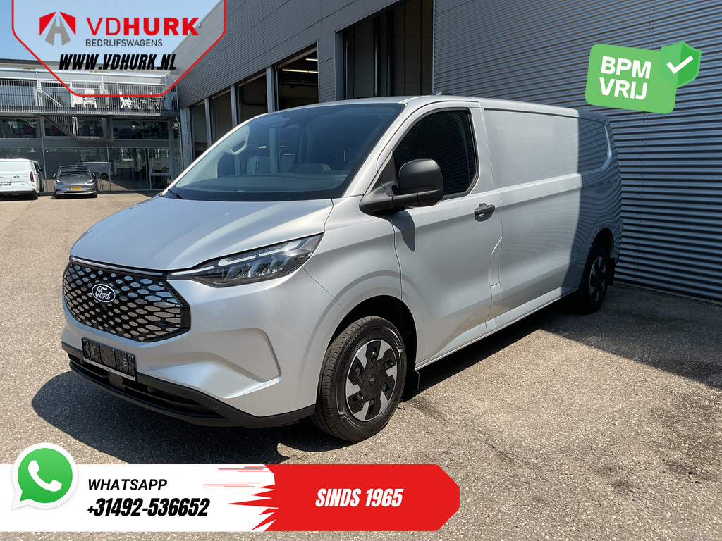 Ford E-Transit Custom L2 65 kWh 330 km WLTP Garantie t/m 05-29/ LED/ Snellader/ Standkachel/ Stoelverw./ Stuurverw./ Carplay/ Camera/ PDC/ Climate/ Cruise 8