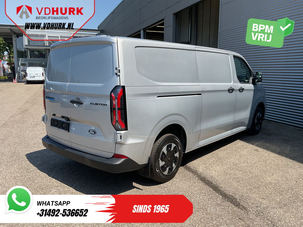 Ford E-Transit Custom L2 65 kWh 330 km WLTP Garantie t/m 05-29/ LED/ Snellader/ Standkachel/ Stoelverw./ Stuurverw./ Carplay/ Camera/ PDC/ Climate/ Cruise 9