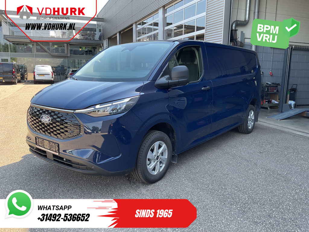 Ford E-Transit Custom L2 71 Kwh 370 km WLTP Garantie t/m 06-29/ LED/ Snellader/ Standkachel/ Stoelverw./ Stuurverw./ Carplay/ Camera/ PDC/ Climate/ Cruise/ 16LMV 8