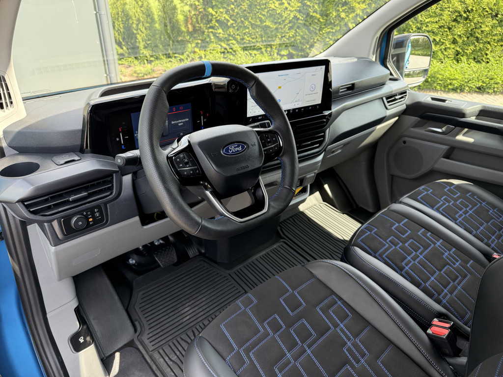 Ford E-Transit Custom MS-RT 285 PK FULL ELECTRIC SPORT / L1H1 / DIGITAL AQUA BLUE METALLIC / REAR VIEUW / B&O SOUND SYSTEM / 19 INCH / LED / CAMERA 7
