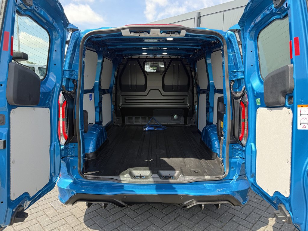 Ford E-Transit Custom MS-RT 285 PK FULL ELECTRIC SPORT / L1H1 / DIGITAL AQUA BLUE METALLIC / REAR VIEUW / B&O SOUND SYSTEM / 19 INCH / LED / CAMERA 8