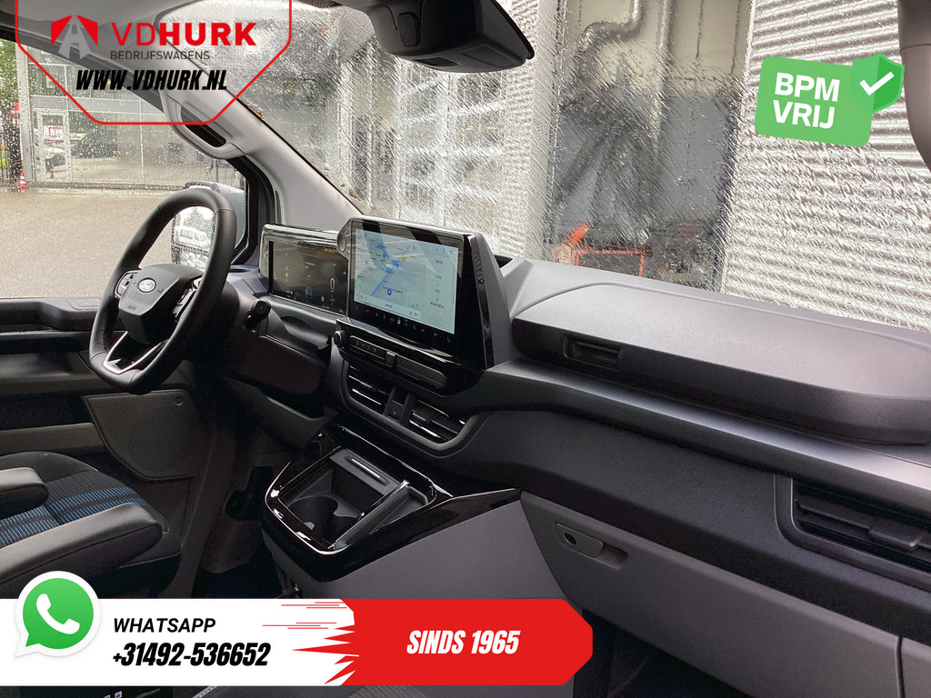 Ford E-Transit Custom Sport L2 330km WLTP LED/ 2x Schuifdeur/ Adapt.Cruise/ Elek.Stoel/ Standkachel/ Stoelverw./ Carplay/ Navi/ Camera/ Climate/ 19? LMV 12