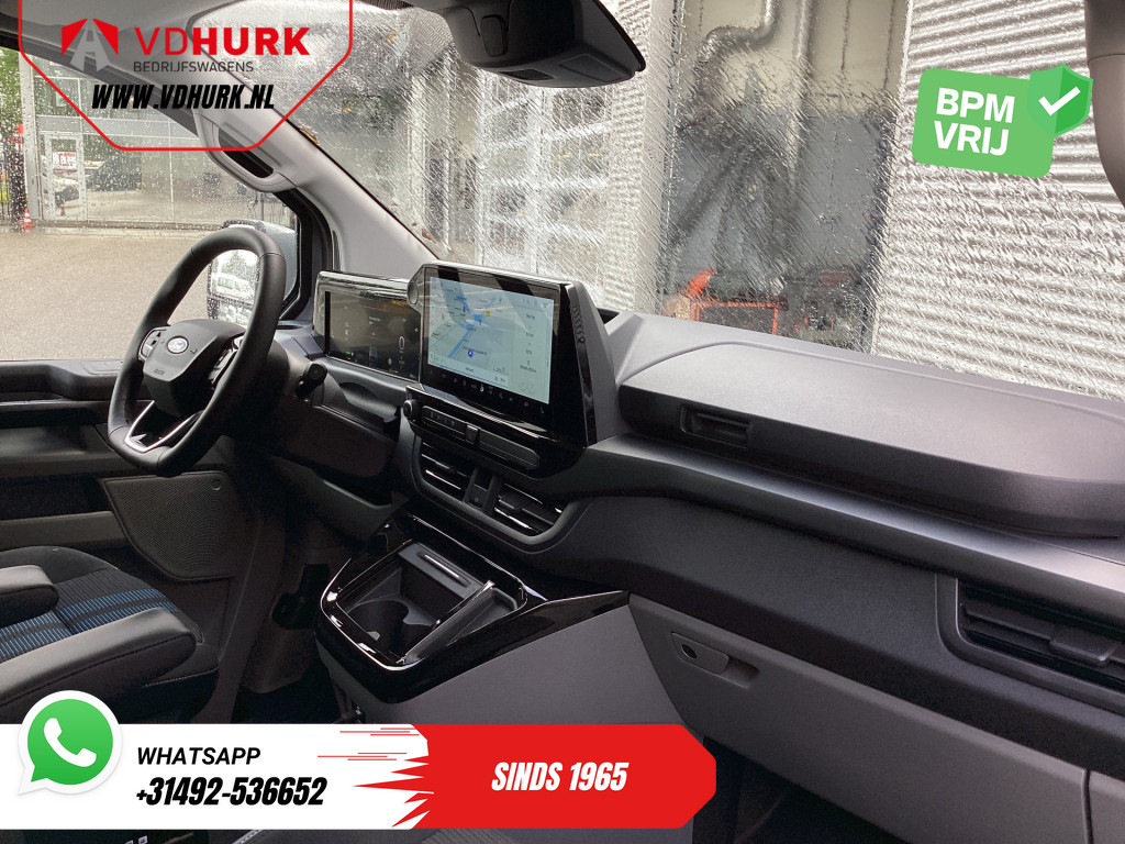 Ford E-Transit Custom Sport L2 330km WLTP LED/ 2x Schuifdeur/ Adapt.Cruise/ Elek.Stoel/ Standkachel/ Stoelverw./ Carplay/ Navi/ Camera/ Climate/ 19? LMV 12