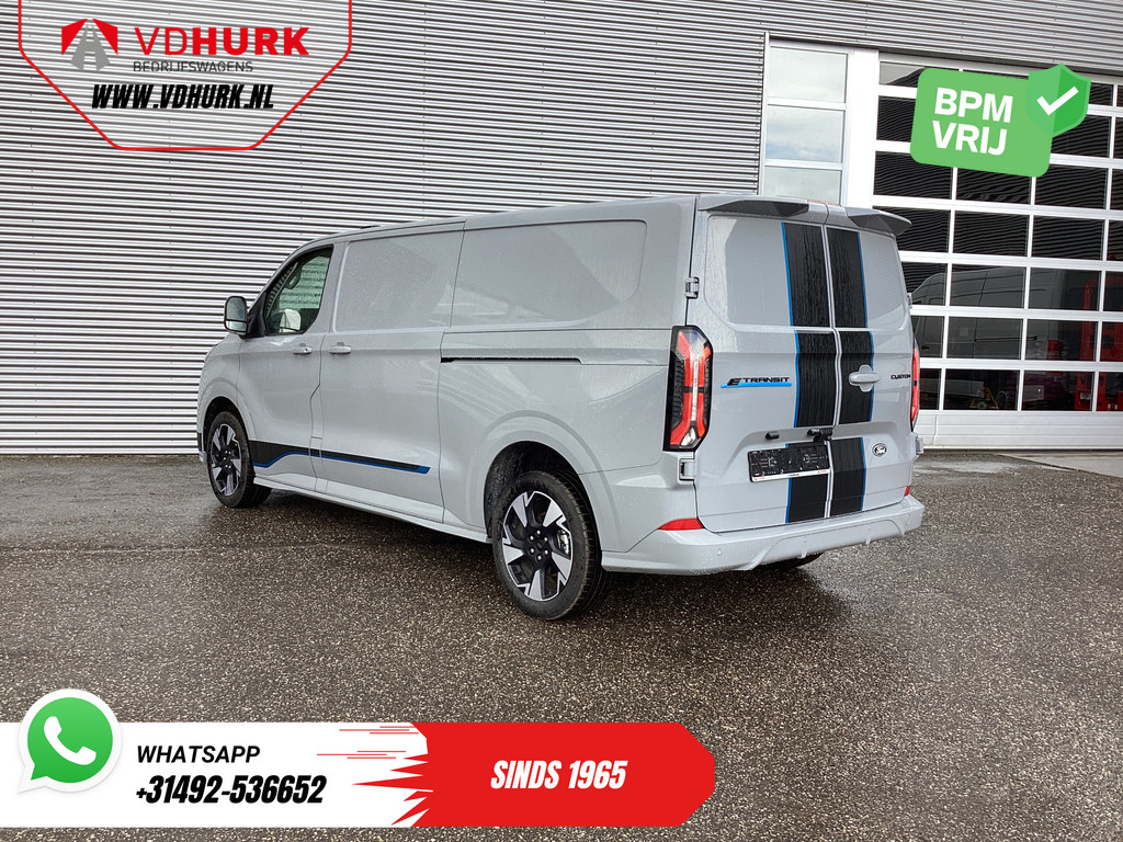 Ford E-Transit Custom Sport L2 330km WLTP LED/ 2x Schuifdeur/ Adapt.Cruise/ Elek.Stoel/ Standkachel/ Stoelverw./ Carplay/ Navi/ Camera/ Climate/ 19? LMV 2