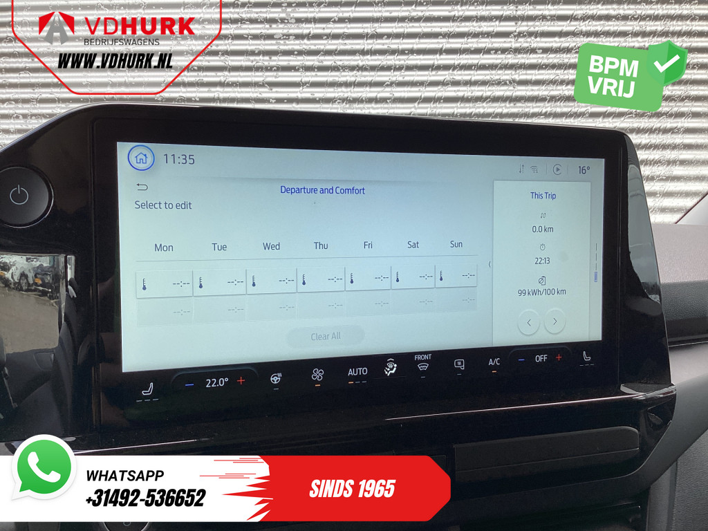 Ford E-Transit Custom Sport L2 330km WLTP LED/ 2x Schuifdeur/ Adapt.Cruise/ Elek.Stoel/ Standkachel/ Stoelverw./ Carplay/ Navi/ Camera/ Climate/ 19? LMV 20
