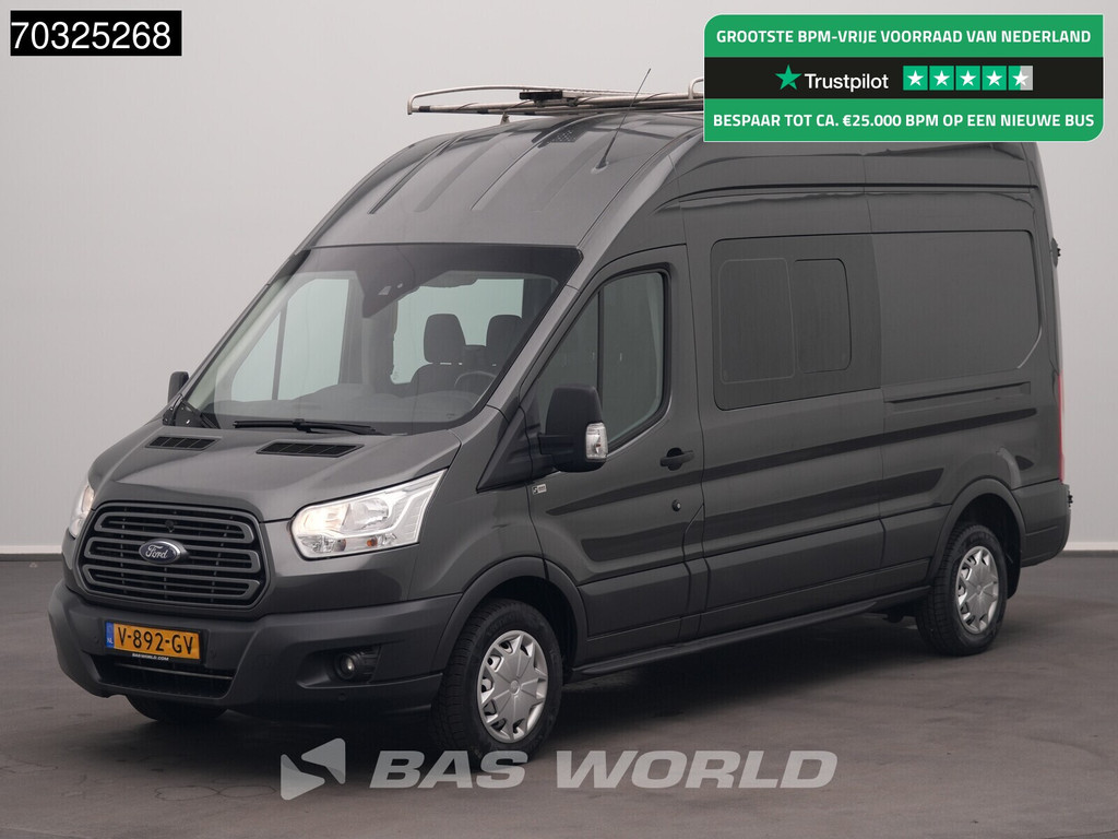 Ford Transit 170pk Dubbel Cabine 170PK L3H3 Hoog Dak Trekhaak Airco Cruise Camera Parkeersensoren Imperiaal Euro6 L3 DC Doka Mixto Hoog Dak Hohes Dach Airco Trekhaak Cruise control