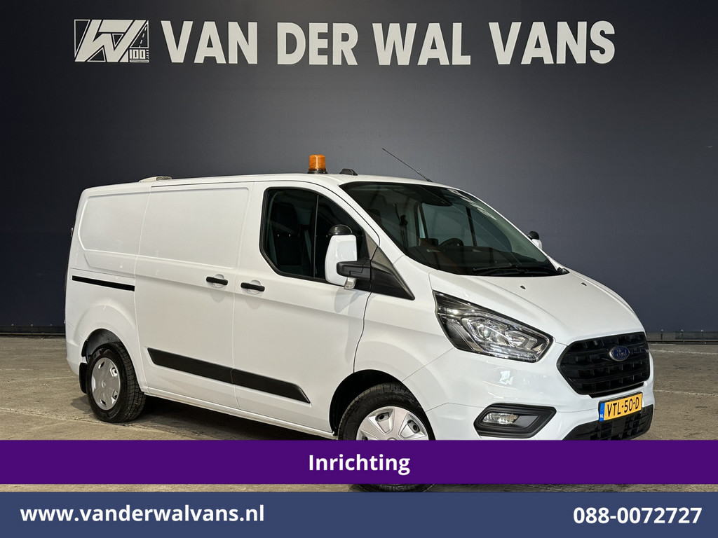 Ford Transit Custom 2.0 TDCI L1H1 Inrichting Euro6 Airco | Camera | Omvormer | LED | Cruisecontrol | Android Auto Stoelverwarming, Verwarmde voorruit, Parkeersensoren, Bijrijdersbank, 2500kg Trekhaak