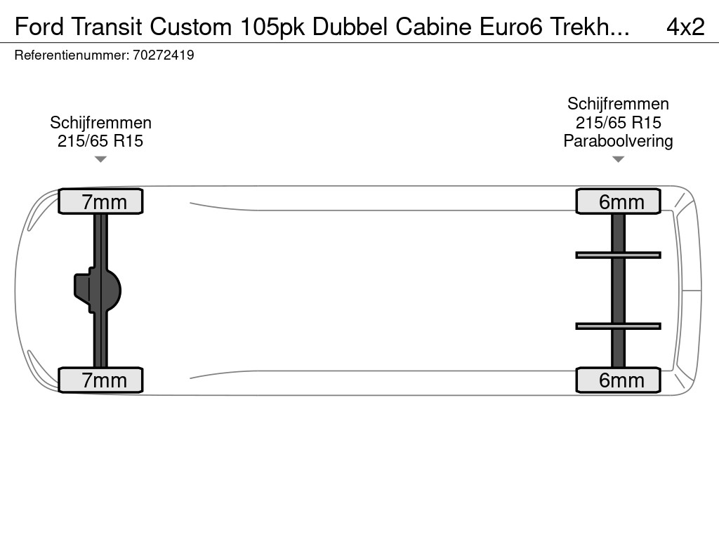 Ford Transit Custom 105pk Dubbel Cabine Euro6 Trekhaak Cruise Airco L1H1 Doka Mixto 3m3 Airco Trekhaak Cruise control 20