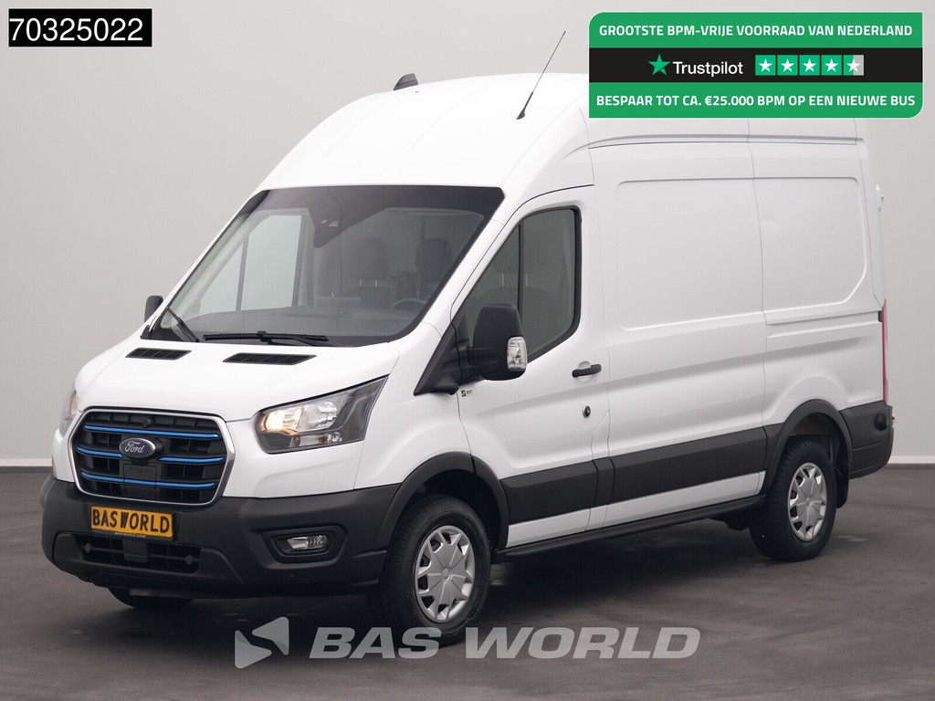 Ford e-Transit 184pk Elektrisch 68kWh 317km WLTP L2H3 Hoog Dak Navi Airco Cruise Parkeersensoren v+a SYNC4-Display CarPlay L2 Airco Cruise control
