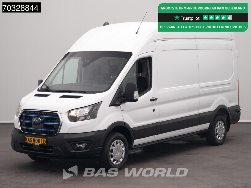 Ford e-Transit 184pk Elektrisch 68kWh 317km WLTP L2H3 Hoog Dak Navi Airco Cruise Parkeersensoren v+a SYNC4-Display CarPlay L2 High Roof Hohes Dach Airco Cruise control