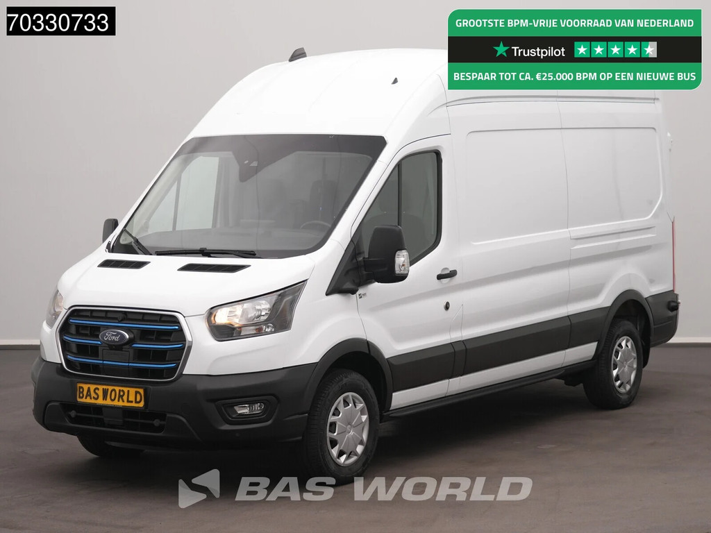 Ford e-Transit 184pk Elektrisch 68kWh 317km WLTP L3H3 Hoog Dak Navi Airco Cruise Parkeersensoren v+a SYNC4-Display CarPlay L3 Airco Cruise control