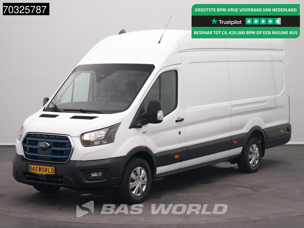 Ford e-Transit 184pk Elektrisch 68kWh 317km WLTP L4H3 Hoog Dak 360camera Navi Airco Cruise SYNC4-Display CarPlay L4 Jumbo Airco Cruise control