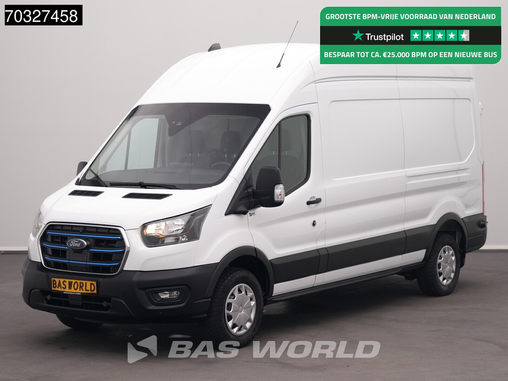 Ford e-Transit 184pk L3H3 Hoog Dak L3 Elektrisch 68kWh 317km WLTP Navi Airco Cruise Parkeersensoren v+a SYNC4-Display CarPlay Airco Cruise control