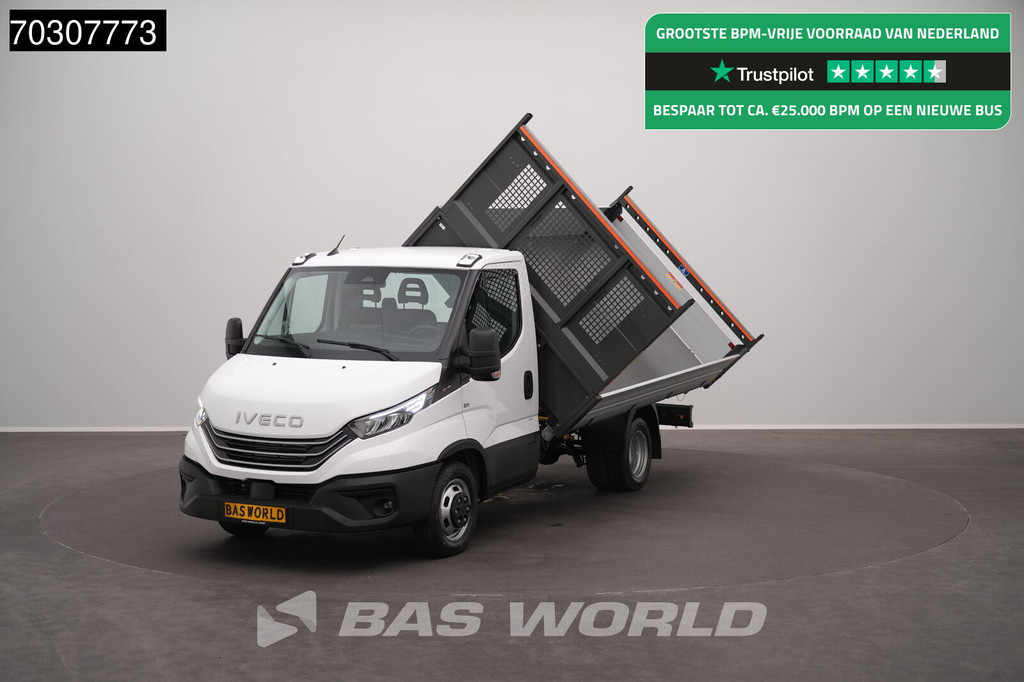 Iveco Daily 35C18 3.0L Driezijdige Kipper 3,5t Trekhaak Dubbellucht 210PK ACC LED Airco Camera Parkeersensoren Cruise CarPlay Euro6 Tipper Benne Kieper Airco
