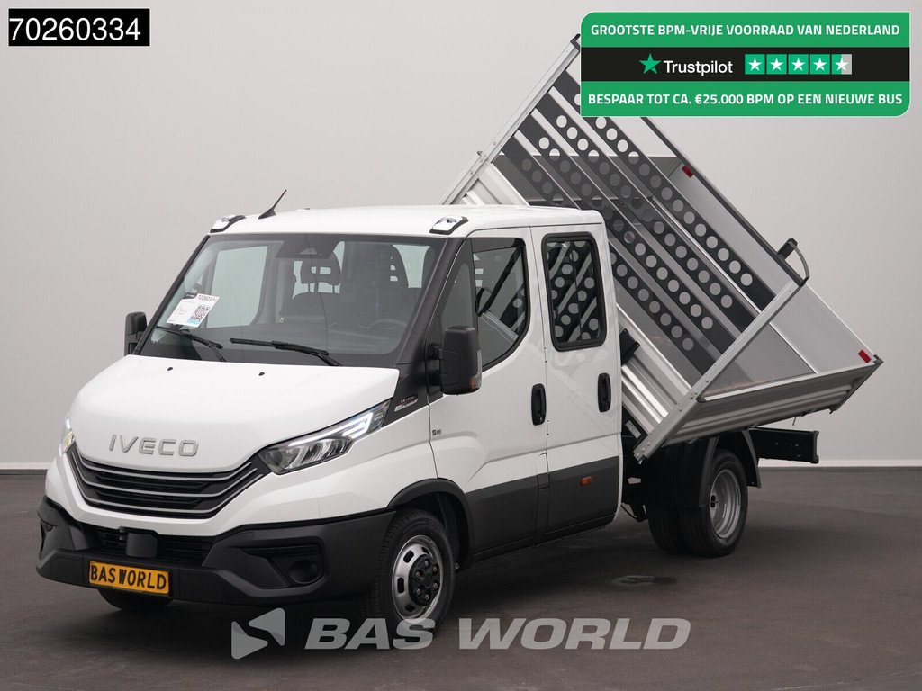Iveco Daily 35C21 BPM VRIJ! 3-Zijdige Kipper Dubbel Cabine 210PK 3.0L Dubbellucht 3,5t Trekhaak ACC Airco LED Camera CarPlay Euro6 Tipper Benne Kieper Dreiseitenkipper 2m3 Airco