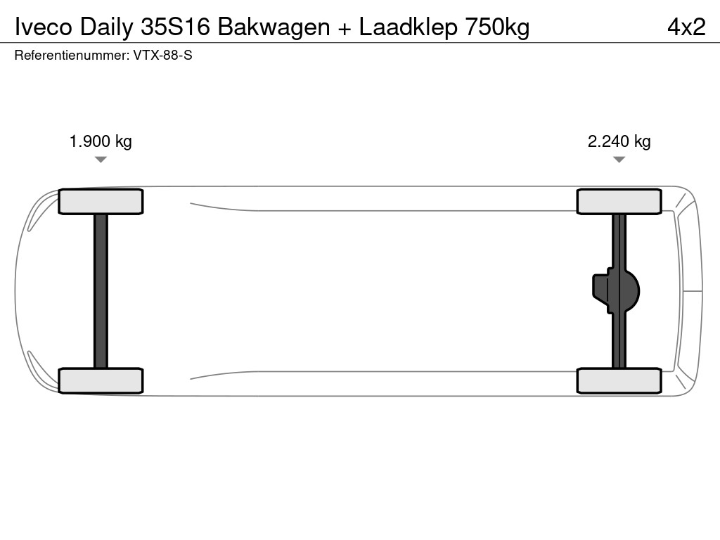 Iveco Daily 35S16 Bakwagen + Laadklep 750kg 16