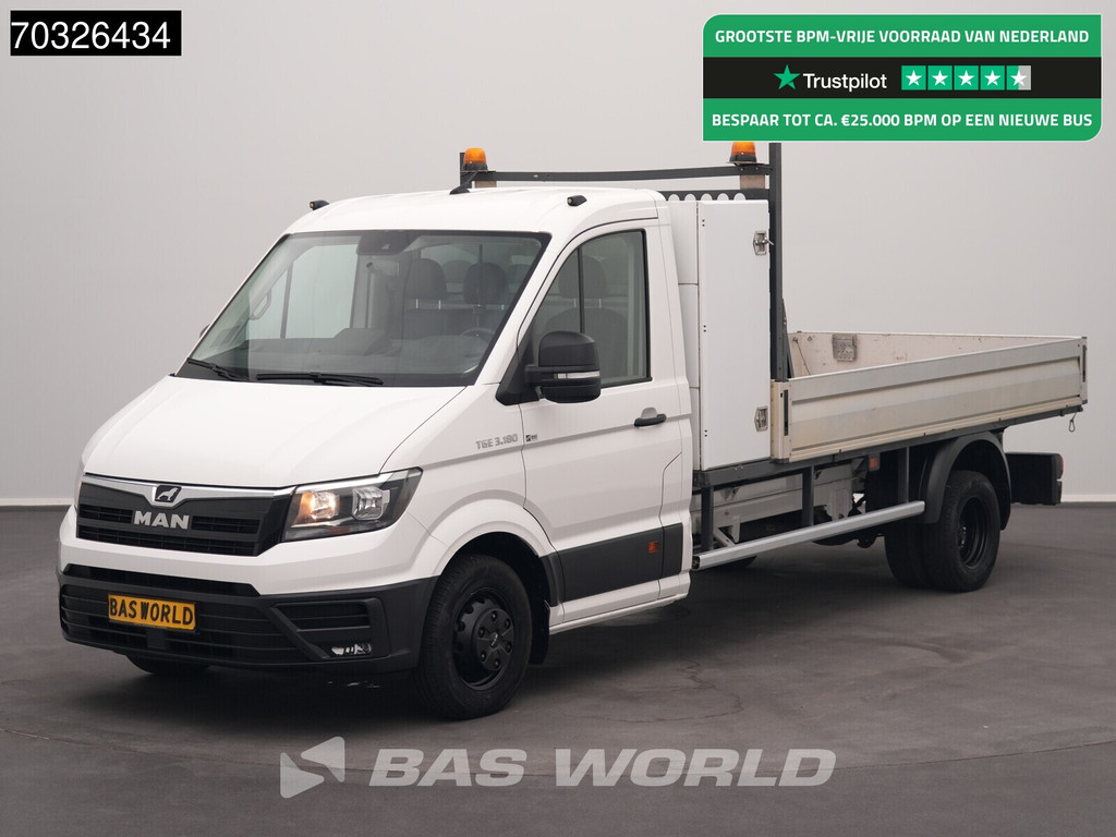 MAN TGE 3.180 Open Laadbak 3,5t Trekhaak 180PK Navi Airco Cruise Euro6 Pritsche Pickup Open Box Airco Trekhaak Cruise control