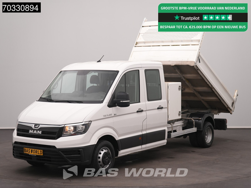 MAN TGE 5.120 Dubbel Cabine Kipper met Kist Dubbellucht 3,5t Trekhaak Airco Cruise Camera Euro6 Tipper Benne Kieper Airco Trekhaak Cruise control