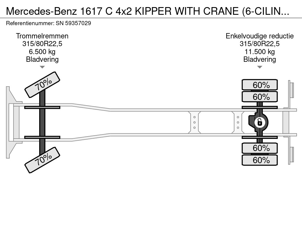 Mercedes-Benz 1617 C 4x2 KIPPER WITH CRANE (6-CILINDER ENGINE / MANUAL GEARBOX / FULL STEEL SUSPENSION) 14