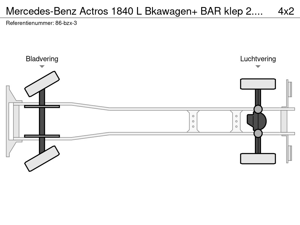 Mercedes-Benz Actros 1840 L Bkawagen+ BAR klep 2.000kg met Gesioleerde bak 20