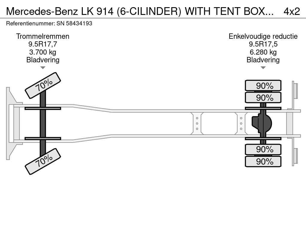 Mercedes-Benz LK 914 (6-CILINDER) WITH TENT BOX (MANUAL GEARBOX / FULL STEEL SUSPENSION / LOADING PLATFORM) 14