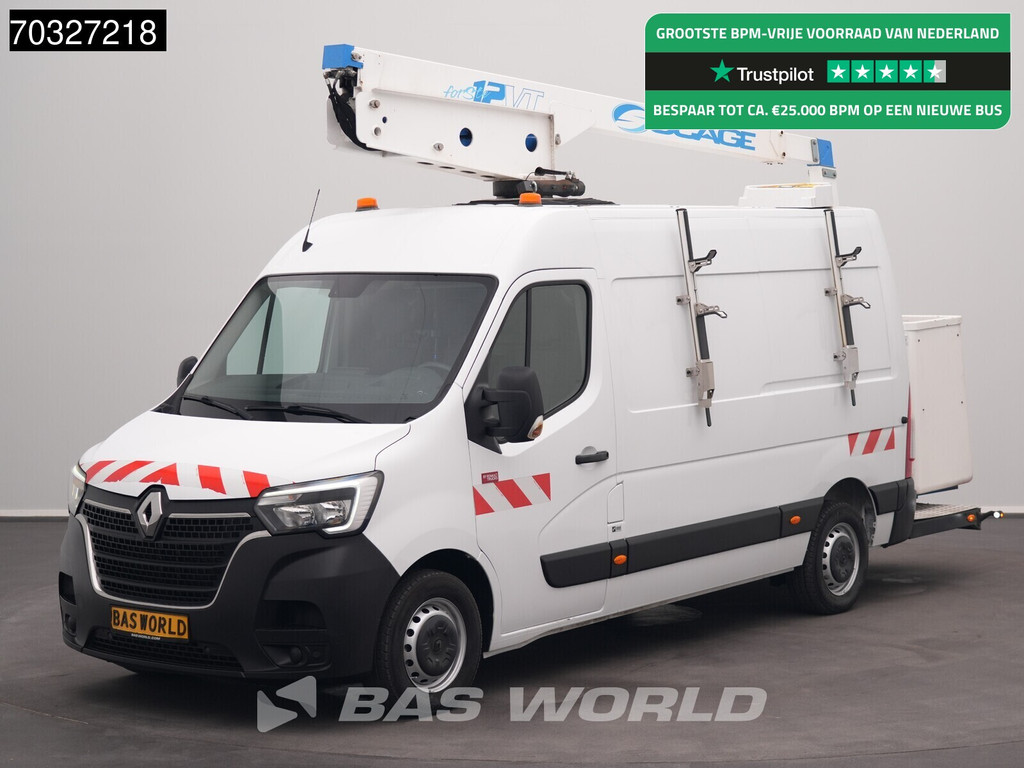 Renault Master 145PK Hoogwerker 12m Werkhoogte L2H2 Trekhaak LED Airco Cruise Camera Werkplaatsinrichting Euro6 Hubarbeitsbühne Arbeitsbühne Nacelle Airco Trekhaak Cruise control
